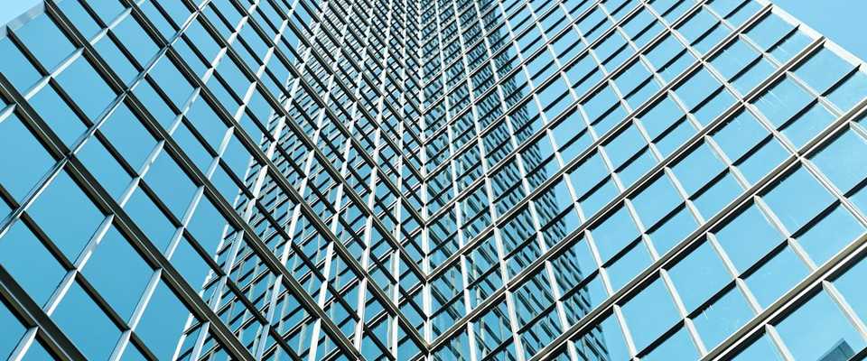 Glass and steel skyscraper facade